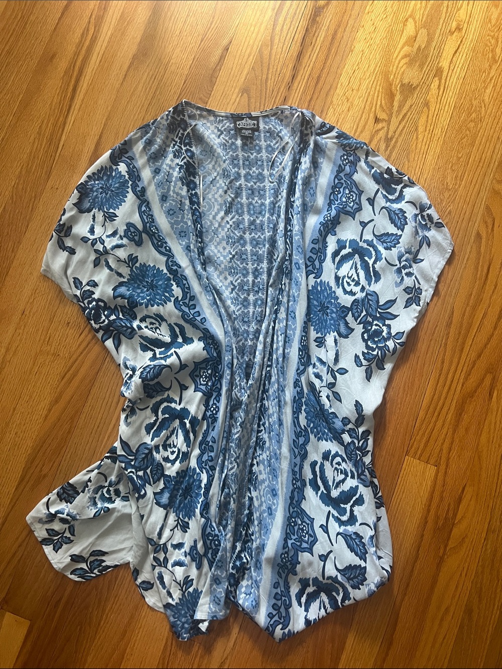 Angie Blue Floral Open-Front Kimono